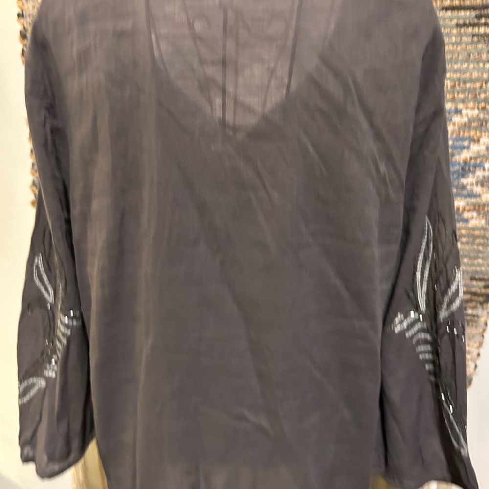 Boston Proper Beaded 3/4 Sleeve Boho Top - Picture 8 of 11